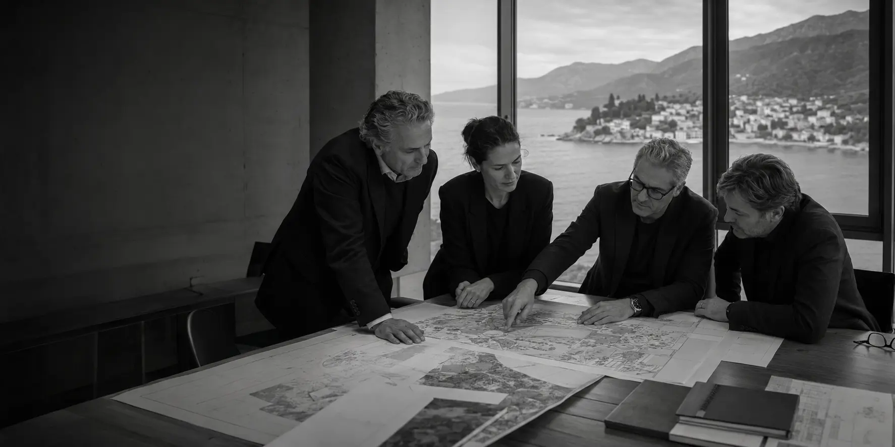 Advisers discussing a coastal development plan